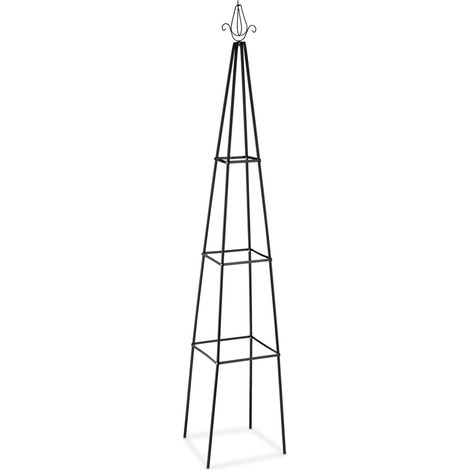 Trelis piramidal decorativo para jardín exterior 60 x 30 x 30 cm de metal negro 130011783 (1/4)