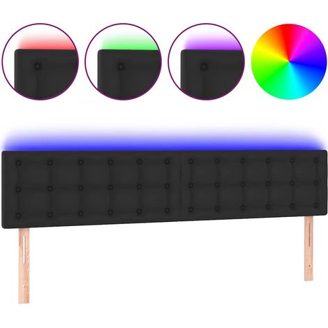 Tête de lit à LED Résistante et économique, Panneau de lit, Noir 160x5x78/88 cm Similicuir OIB3692E (1/5)