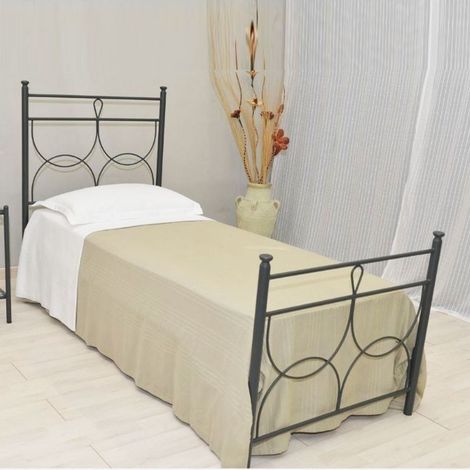Letto singolo in ferro battuto colore antracite 90x201 cm - Silene