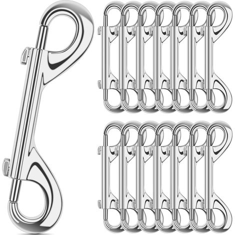 15 mousquetons double face extra larges (12 cm) en alliage de zinc, très résistants, pour harnais de chevaux, seaux d'eau et de nourriture, laisses de chiens, sacs de transport pour chevaux et animaux (1/5)
