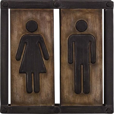 Plaque de porte Toilettes 21.5 cm en fer – Pictogramme inclus – Pour installation en intérieur – Résistante aux chocs – Antic Line Créations