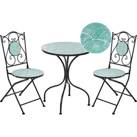 Set da giardino per esterni in stile vintage con tavolo in ferro nero Anapo