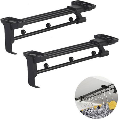 Sliding clothes hanger, sliding wardrobe rail, 2 pieces, 250 mm length, sliding wardrobe rail, retractable wardrobe rail (1/4)
