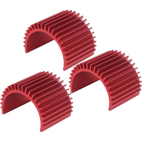 Lot de 3 dissipateurs thermiques en alliage d'aluminium pour moteur de voiture RC, pièces de rechange compatibles avec WLtoys 124019 (rouge). (1/5)