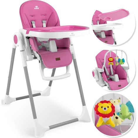 KIDIZ® 3in1 Hochstuhl Kinderhochstuhl inkl. Spielbügel    Babyliege    Kombihochstuhl Babyhochsitz   7 höhenverstellbar Verstellbare Rückenlehne    Rosa