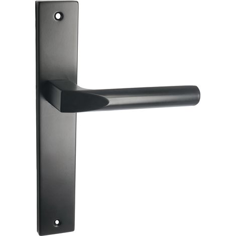 domino Türgriff Blind Drückergarnitur Langschildgarnitur Türklinke für Zimmertür, Bürotür, Kellertür & Innentür L-Form Türbeschläge aus Aluminium Schwarz Türdrückergarnitur CONO BLACK (1/5)