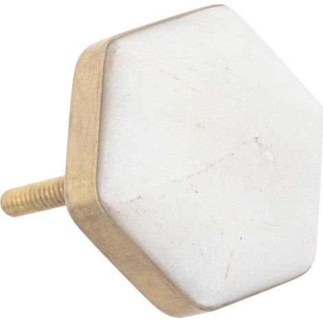 Pomelli per mobili x2 in marmo e ottone d4,2cm bianco - Atmosphera créateur d'intérieur (1/2)