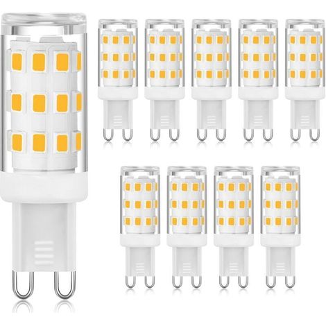 Ampoule LED G9 3000K blanc chaud 3W, ampoule LED à douille G9 à deux broches (équivalent halogène 40W), ampoules G9 à économie d'énergie pour lustre, pas de scintillement, non dimmable, 10 paquets (1/4)