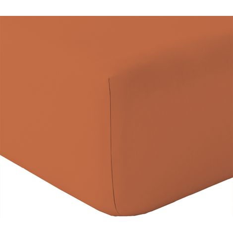 Drap housse en coton Lavé Oekotex Terracotta 90x190 cm