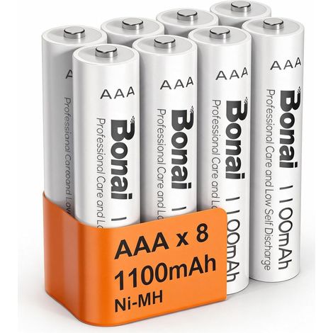 Piles Rechargeables AAA Lot de 8, 1100mAh 1.2V Ni-MH Haute Capacité, Faible Auto-décharge & Anti-Fuite, Spéciales Lampes Solaires de Jardin, Éclairage Extérieur, Manettes de Jeu et Souris (1/5)
