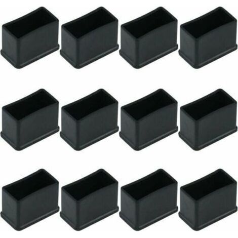 Lot de 12 Embouts de Protection Rectangulaires en Feutre de Caoutchouc pour Pieds de Table ou de Chaise - Noir, 15 x 30 mm. (1/5)