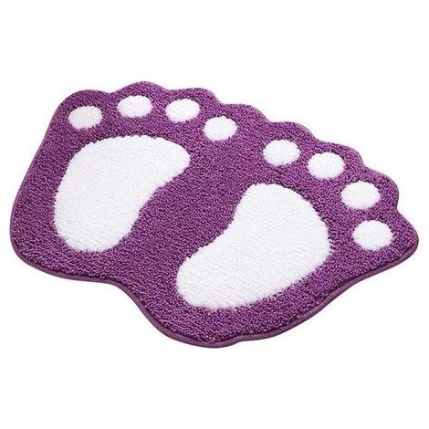 Tapis antidérapant et absorbant pour salle de bain, motif grands pieds, Polyester, violet, 40 x 60 cm,une pièce,Fontainebleau (1/5)