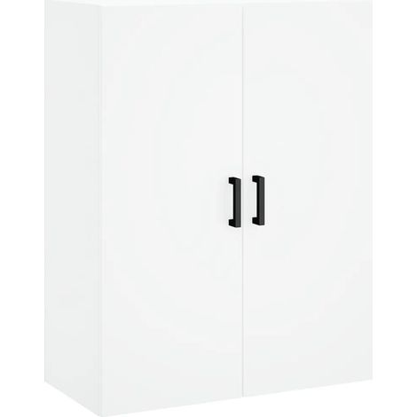 Armoire murale en bois d'ingénierie blanc 69,5 x 34 x 90 cm rangement élégant gain de place style moderne (1/5)