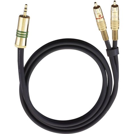 Oehlbach 2056 RCA / Jack Audio Cavo [2x Spina RCA - 1x Spina jack da 3.5 mm] 1.00 m Nero contatti connettore dorati (1/3)