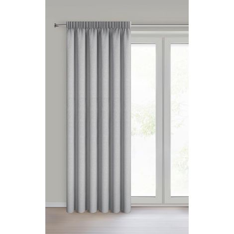 Rideau 100% occultant avec Galon fronceur et Tunnel, Mat, Opaque, pour Salon, Chambre à Coucher, 270 x 140 cm (H x l) (1 pièce), argenté (1/5)