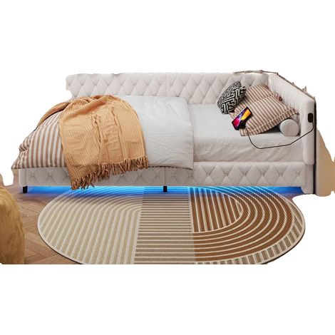 Sofá esquinero con cargador USB integrado, color beige. (1/2)