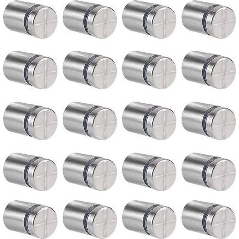 TAISHENGDA-Ineasicer 20 Stück Glasabstandshalter, 19 x 25 mm Abstandsschrauben, Edelstahl-Wandhalterung für Werbenägel, für Schilder und Displays (Silber) (1/5)