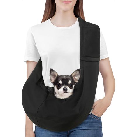 1 Porte-bébé pour chien, réversible, harnais de sécurité, tissu doux, épaule large, poche rangement, petits chiens chats voyage