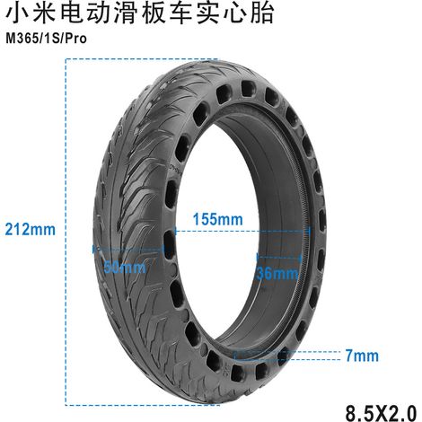 Pneus de trottinette électrique Xiaomi de 8,5 pouces, 8,5 x 2,0, sans air, anti-explosion, anti-crevaison, pneus pleins en nid d'abeille. (1/5)