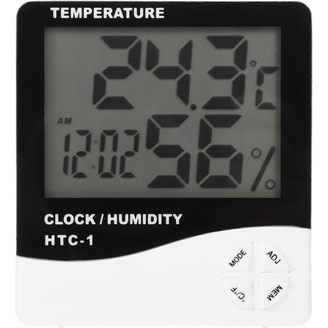 1 Stück Thermometer-Uhr, kreative digitale Uhr mit Hygrometer (ohne Batterie)-9.3X8.5X1.9CM-White (1/2)