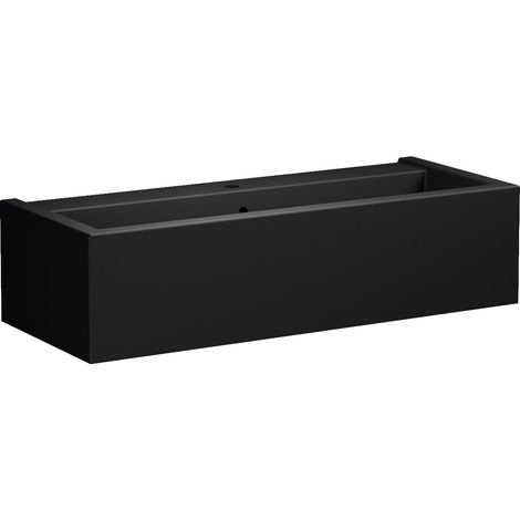 Lavabo KANAAL en céramique 100x40cm, noir mat (1/2)