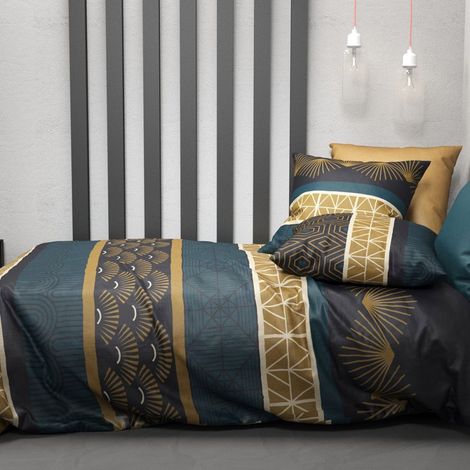 Housse de couette 240x220 Qobe + 2 taies coton 57 fils (1/3)