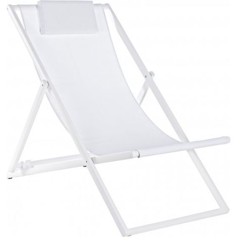 KLULK Sedia A Sdraio Pieghevole In Alluminio Bianco, Telo In texilene, Schienale Reclinabile 3 Posizioni, 60x101x35 Cm (1/5)