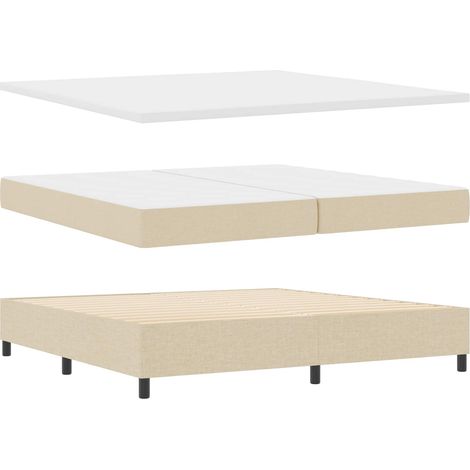 vidaXL Cama tipo Box Spring con colchón Crema 200 x 200 cm tela (1/5)