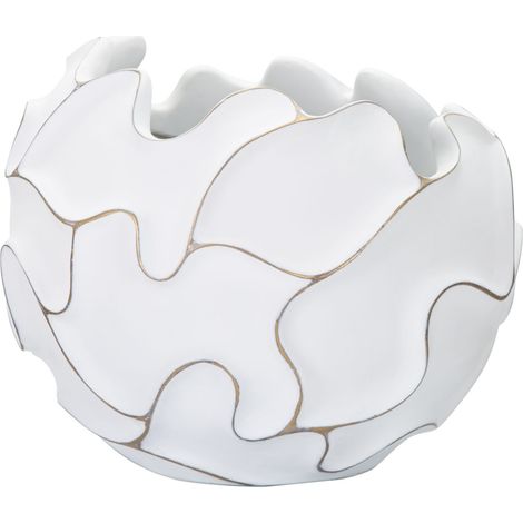 Cache-Pot Design en Relief "Lines" 44cm Blanc
