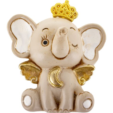 Figura de elefante y búho con imán, color beige y dorado, 5,5 x 5 x 3 cm. (1/5)