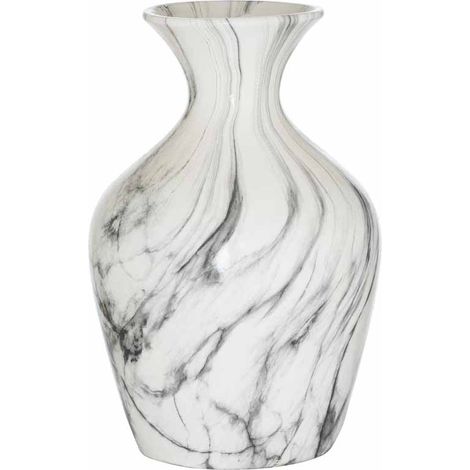 Marble Ellipse Large Vase - Ceramic - L23 x W23 x H36 cm - Grey/White
