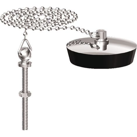 Bouchon d'évier 35x40 plaque inox à chainette avec borne - WATTS - 4642060 (1/2)