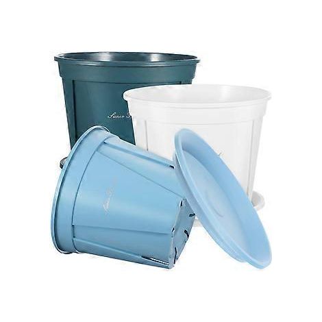 Lot de 3 pots de fleurs, pots de pépinière, jardinières d'intérieur, pots pour plantes, contenants pour plantes avec soucoupes
