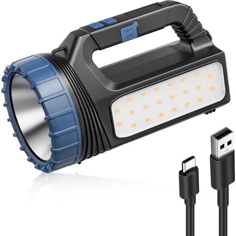 Solar-Taschenlampen, Solar-Taschenlampen für 8000 Lumen, Multifunktions-LED-Taschenlampe mit Notfall-Blitzlicht, LED mit hoher Helligkeit, USB C und schnell aufladbarem Akku mit großer Kapazität (1/5)