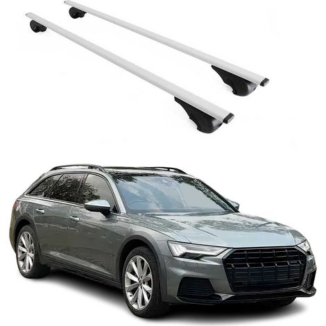 OMAC Dachträger Querträger für Audi A6 C8 Allroad 2018-2025 – Abschließbar – Max. 75 kg – 2 Stangen Stahl Silber (1/5)