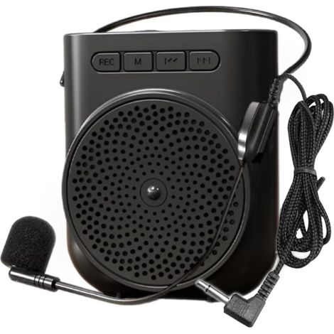 Mini amplificateur portable rechargeable avec casque de microphone filaire et clip de ceinture, équipé d'une connectivité Bluetooth et d'une fonction d'enregistrement. Convient pour jouer de la musiqu (1/5)