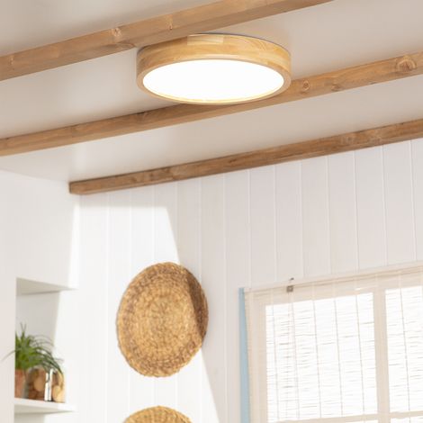 LED-Deckenleuchte 20W Rund Holz Ø400 mm CCT Wählbar Kayu Holz