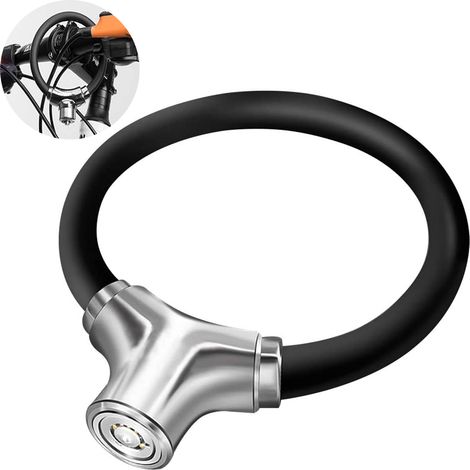 1 Antivol vélo, câble acier gainé PVC, fermeture sans clé, diamètre 12mm, pour VTT route ville (1/5)