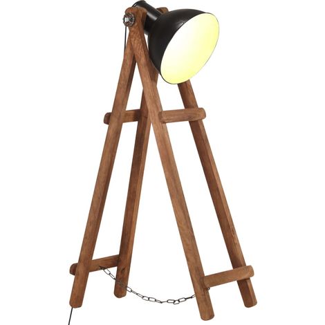 Stehlampe Schwarz Mango Massivholz E27