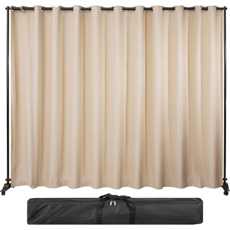 VEVOR Support de separation de piece, 3x2,6 m, 4 roulettes, cadre en alliage dealuminium, rideau occultant et sac Oxford portable inclus, separateur de piece extensible pour bureau, conference Beige
