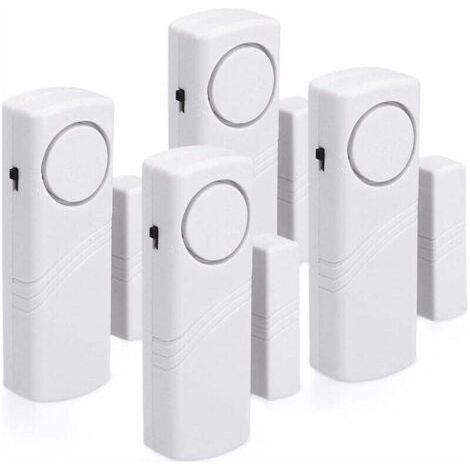 Alarme Porte et Fenêtre - Lot 4x Alarme Sans Fil Anti-Intrusion - Sécurité Maison Contre Cambriolage - Fonctionnement Magnétique - 100 dB--