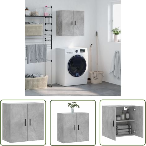 The Living Store Wandschrank Betongrau 60x31x60 cm Holzwerkstoff - Hängeschrank - Wandschrank - Regal - Aufbewahrungsraum - Wohnzimmerdeko (1/5)