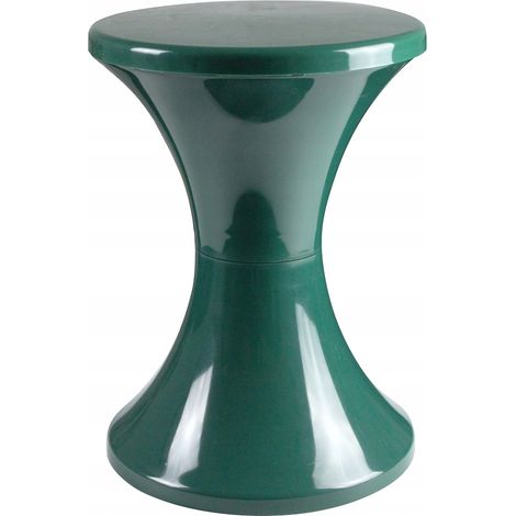 Tabouret en plastique sablier vert foncé – Hauteur 42 cm – Diamètre 30,5 cm – Léger et portable – Pour intérieur et extérieur