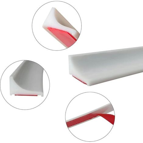 5 M Barriere De Douche TPE,Barre De Seuil De Douche Anti Débordement Autocollant,Barrage Eau Douche,Seuil Douche Barrage D'eau,Barrière De Douche Pliable Pour Sol De Salle De Bain-Blanc (1/5)