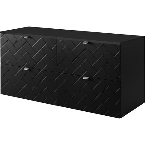 Mobile da bagno, Nero Opaco, 120 x 57 x 46 cm, Maniglie Argento (1/5)