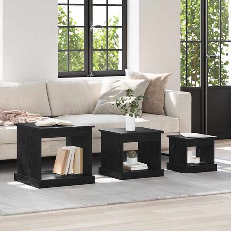 Couchtisch 3 pcs Schwarz Eichen-Optik Holzwerkstoff
