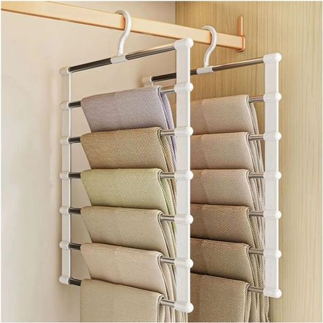 2 cintres pour pantalons, rangement pour penderie, cintres multifonctions 7 niveaux, rangement pour accessoires (1/4)