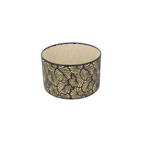 Abat-jour creux noir en métal Doublure jaune Diamètre 25 cm, hauteur 16 cm Compatible E27 et E14 Pour lampes de table et plafonniers (1/5)