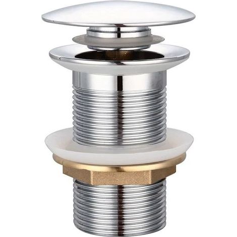 Bonde de lavabo à poussoir, sans trop-plein, bonde à clapet, pour éviers en laiton, chromée G 1-1/4 po, pour lavabos (sans trop-plein) (1/5)