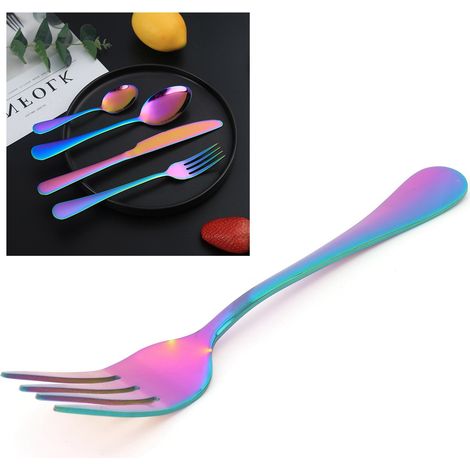 Fourchette en acier inoxydable style western, couverts adaptés à la cuisine de restaurant et à la maison, couleurs arc-en-ciel (1/5)